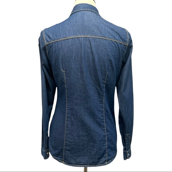 Strativarious ASOS Chambray Denim Pearl Snap Button Front Shirt - Picture 5 of 13